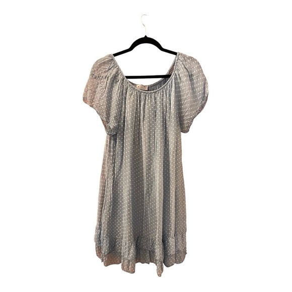 Tina Stephens Dresses & Skirts - Tina Stephens Dress, Size M (Unmarked), Baby Blue Polka-Dot, 100% Silk.